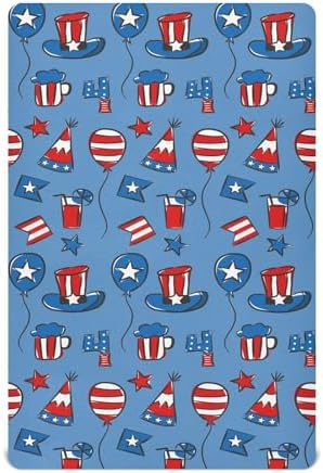 KICPOAY July 4th Flag Star Balloon Crib Sheets 1