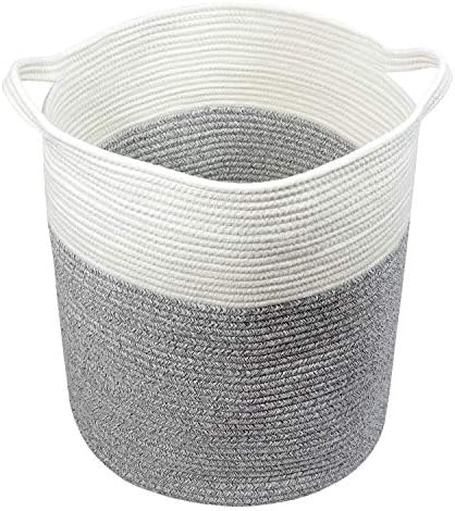 COMFY-HOMI XXL Laundry Basket with Handles - White Grey