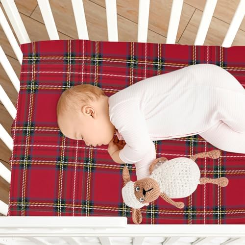 Joisal Red Check Crib Sheets Fitted Toddler Bedding
