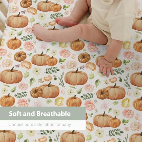 Soft Snug Fitted Crib Sheets with Pumpkin Design