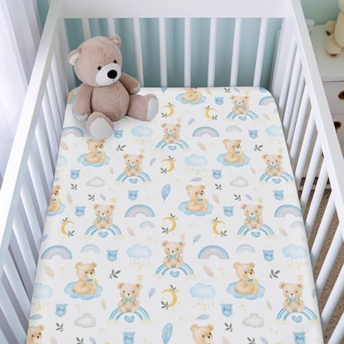 KASTLEE Watercolor Bear Rainbow Crib Sheets 52x28