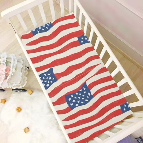 Gbjiemia Crib Sheets with US Flag Design