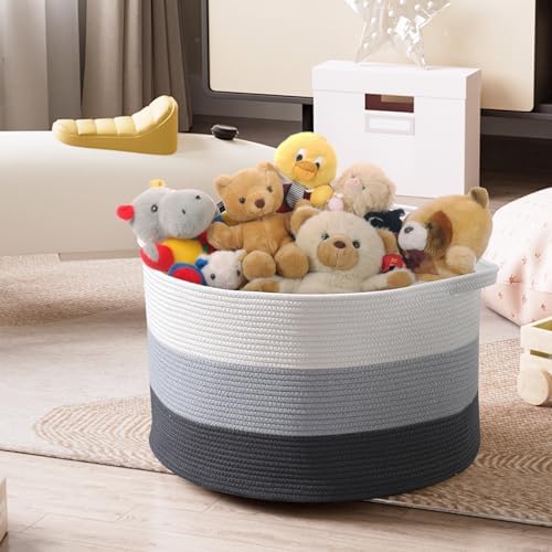 MXMHOME Large Cotton Blanket Basket with Handles