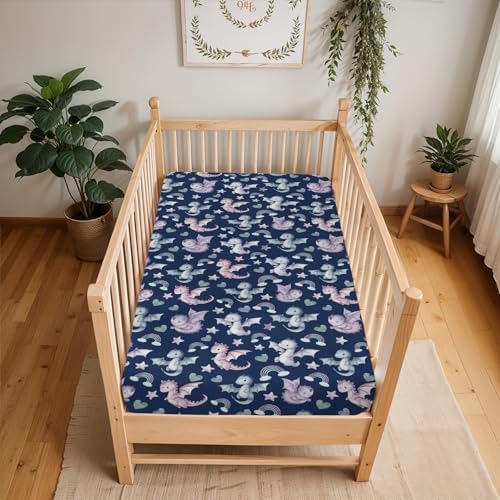 Cute Dragons Rainbow Baby Crib Sheet 28x52