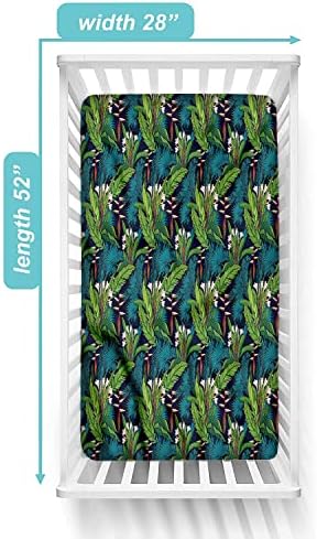 XISUNYA Leaf Crib Fitted Sheet Tropical Jungle Pattern