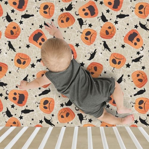 Halloween Pumpkin Crows Baby Crib Sheets 52x28