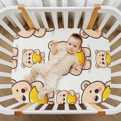 ALAZA Cute Cartoon Bear Crib Sheets for Boys and Girls
