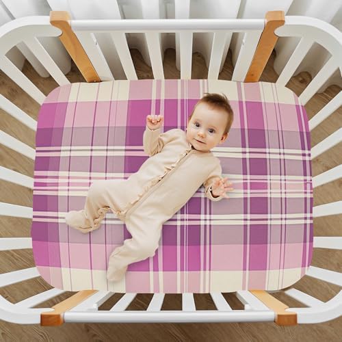 KICPOAY Checkered Tartan Crib Sheets