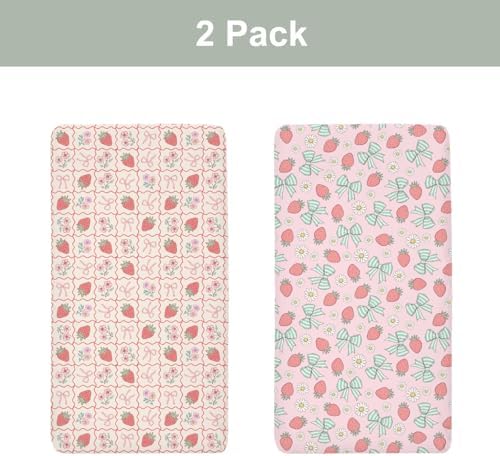 Boho Strawberry Flowers Crib Sheets 2 Pack
