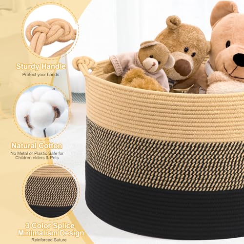 Woven Cotton Laundry Basket 20x13 YellowBlack Baby Hamper Toy Storage