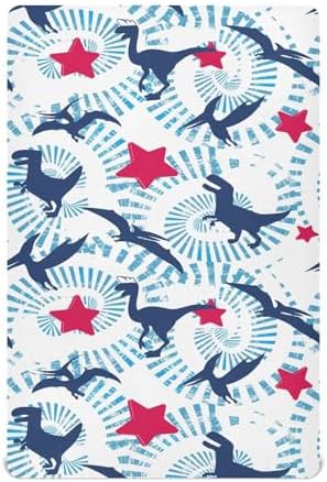 KICPOAY 4th of July Dino Star Crib Sheets