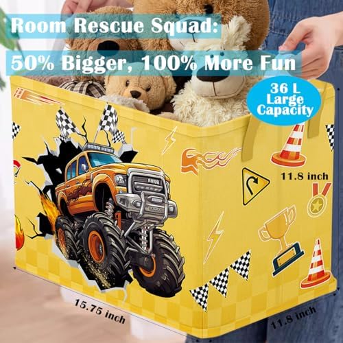 Runtoo Monster Truck Storage Basket Baby Decor