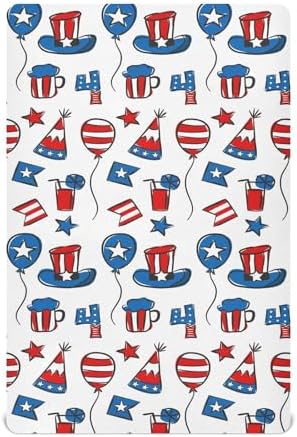 KICPOAY July 4th Flag Star Balloon Crib Sheets