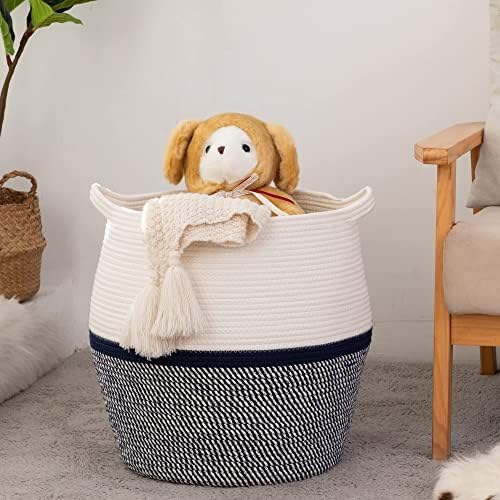 KAKAMAY 17x17 Cotton Woven Laundry Basket