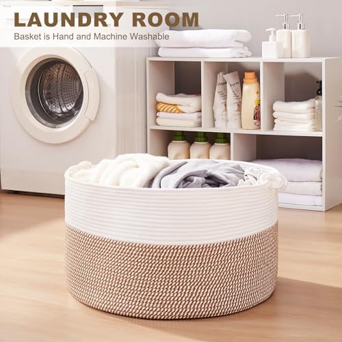 OIASKET XXL Woven Cotton Basket for Living Room Storage