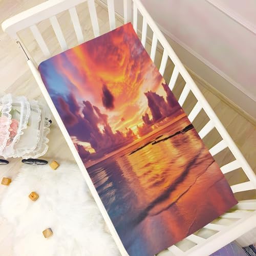 Wassud Vibrant Sunset Crib Sheets Set
