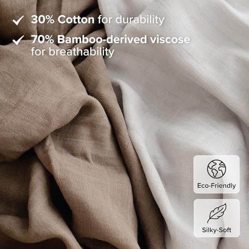 Papaya Kids Muslin Swaddle Blankets - 2-Pack Light Blue Brown