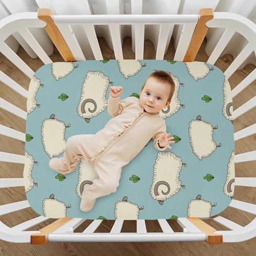 KICPOAY Sheep and Leaves Stretchy Crib Sheets