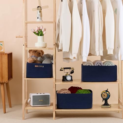 MiniArk Large Storage Baskets 2 Pack Navy Blue 17x13x75