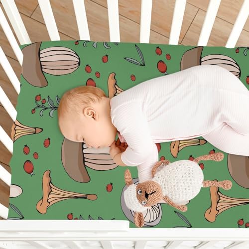 KICPOAY Forest Mushroom Crib Sheets Stretchy Playard Sheets for Baby