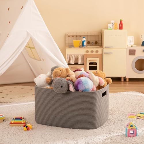 OIAHOMY XXLarge Rectangle Blanket Basket - 96L Dark Grey 1