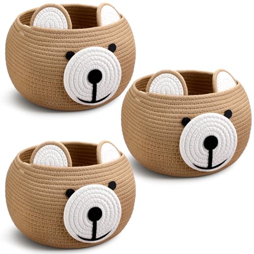 Uiifan 3 Pcs Baby Laundry Basket with Bear Design