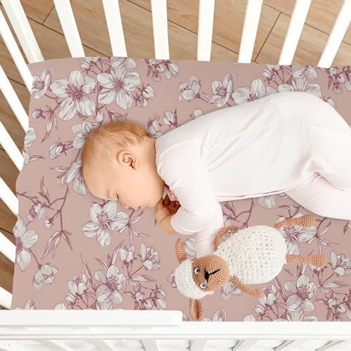 Wassud Elegant Cherry Blossoms Crib Sheets for Boys Girls