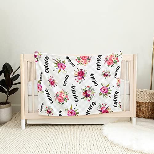 ENCYCOM Personalized Floral Swaddling Blanket