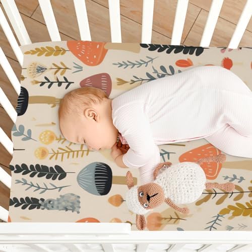 Wassud Cute Mushrooms Crib Sheets 27x39 Inches Pack and Play