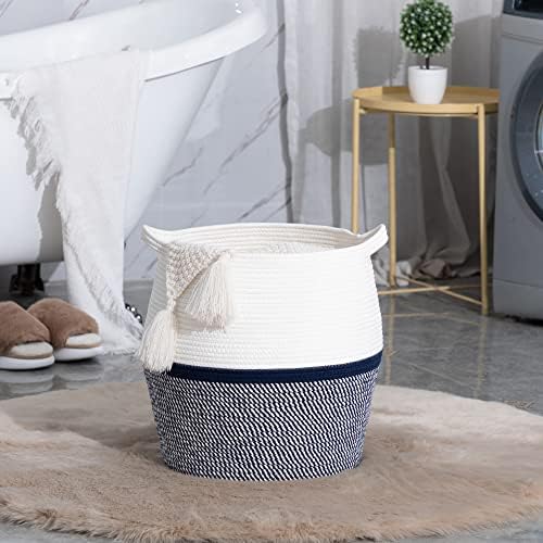 KAKAMAY 17x17 Cotton Woven Laundry Basket