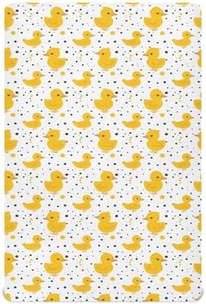 ALAZA Cute Yellow Duck Polka Dot Crib Sheets for Girls and Boys
