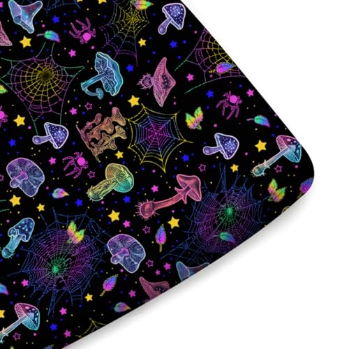 KASTLEE Colorful Halloween Crib Sheet 52x28 Rainbow Mushroom