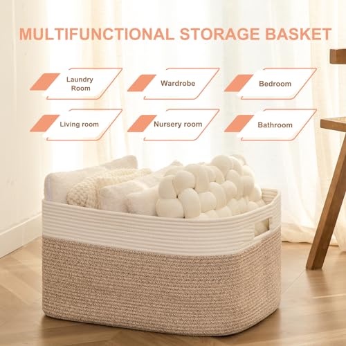SIXDOVE 75L Cotton Rope Storage Basket for Kids and Baby Room