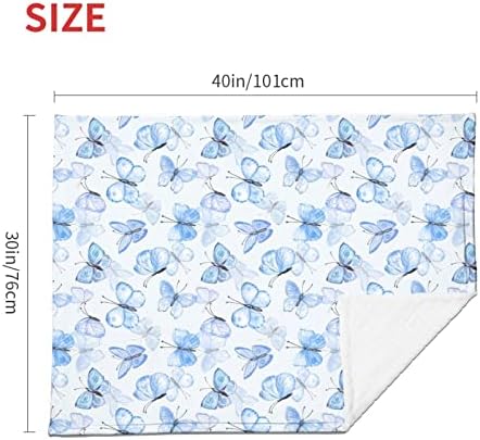 Watercolor Butterfly Light Blue Baby Blanket 30x40 Inch