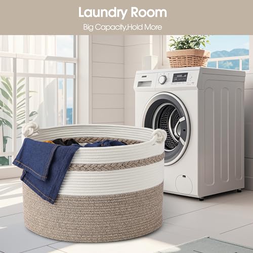 HOBASKET Large Woven Rope Storage Basket 20x13 Inch