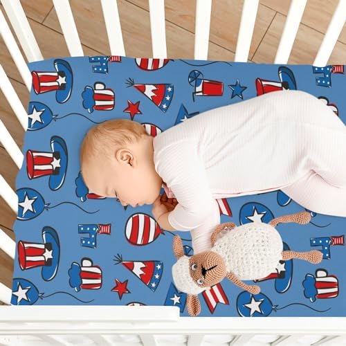 KICPOAY July 4th Flag Star Balloon Crib Sheets 1