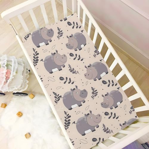 ALAZA Hippopotamus Crib Sheet for Girls and Boys
