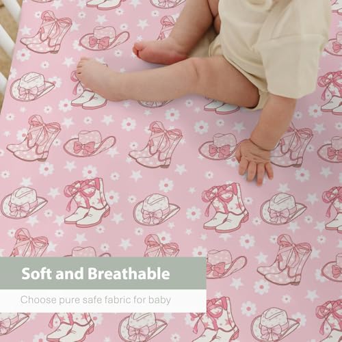 Pink Floral Bows Crib Sheet for Girl