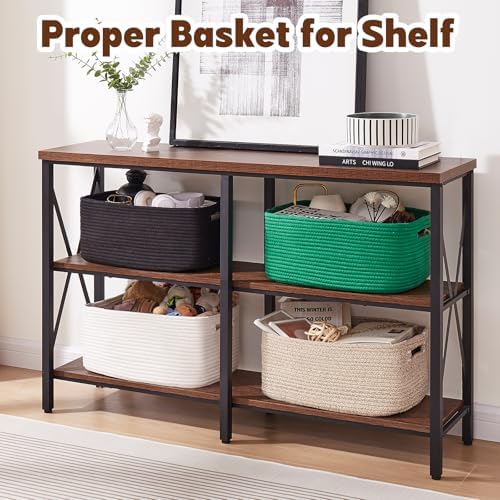 OIAHOMY 2 Pack Woven Rope Storage Baskets for Shelves and Closets