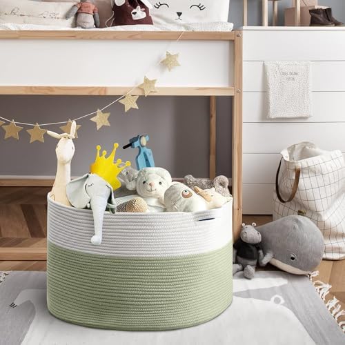 Extra Large Cotton Rope Basket - Green 236 x 236 x 141