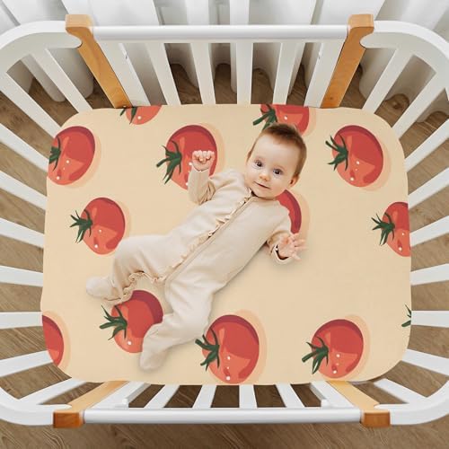 Wassud Red Tomatoes Crib Sheets 27x39 Inch Pack and Play Sheets