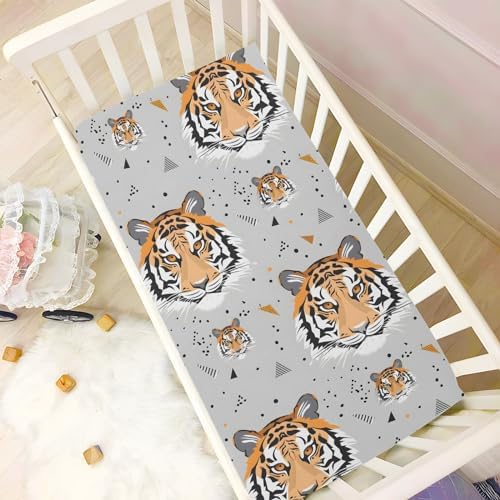 ALAZA Tigers Triangles Forest Animal Crib Sheets for Girls and Boys