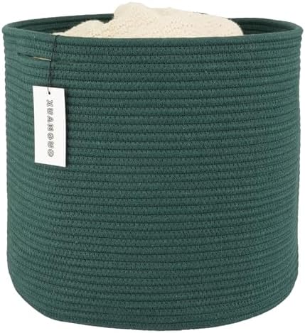 Cotton Rope Storage Basket for Baby Clothes and Toys Dark Green