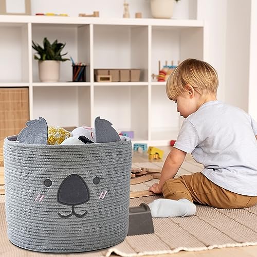 OMERAI Koala Cotton Rope Woven Basket 15 x 126 Grey