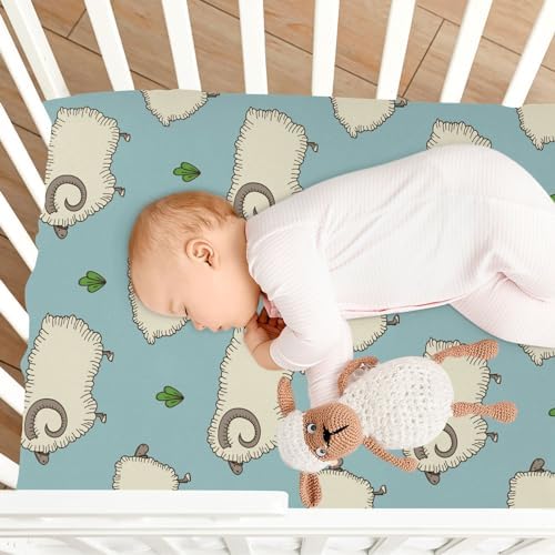 KICPOAY Sheep and Leaves Stretchy Crib Sheets