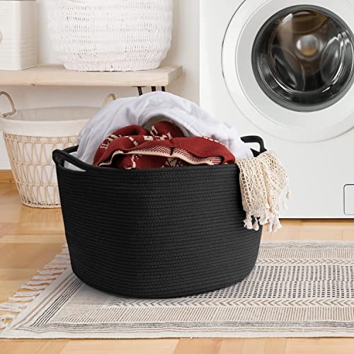 Maliton Woven Cotton Rope Basket 22x14 Black
