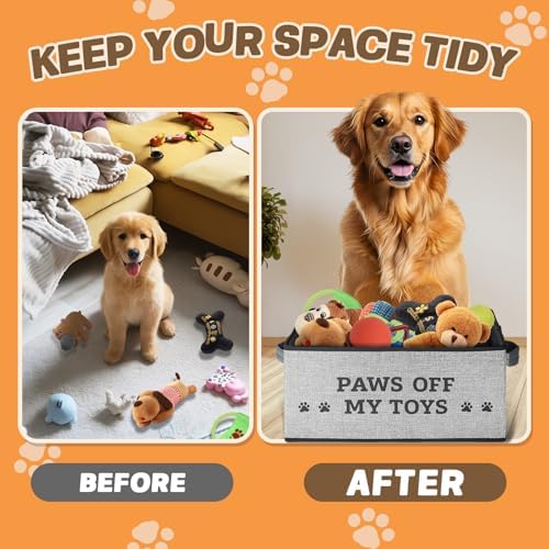 Lukeline Decorative Dog Toy Storage Basket