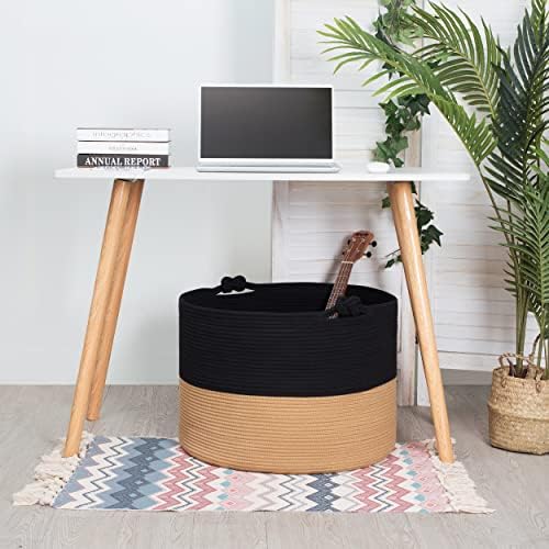 MINTWOOD Design Extra Large 22x16 Cotton Rope Storage Basket
