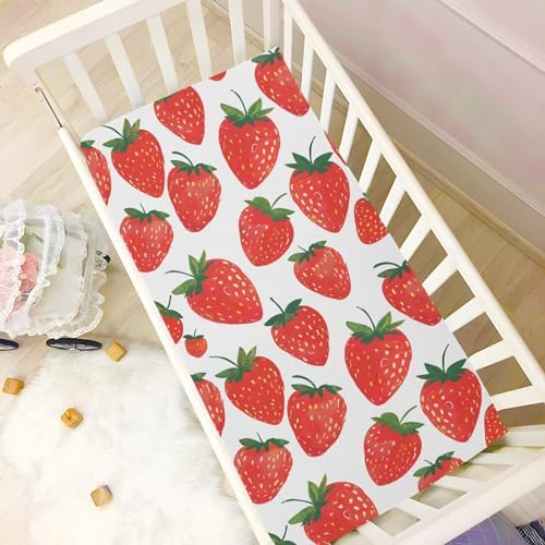 ALAZA Red Strawberry Crib Sheets for Baby Girls and Boys