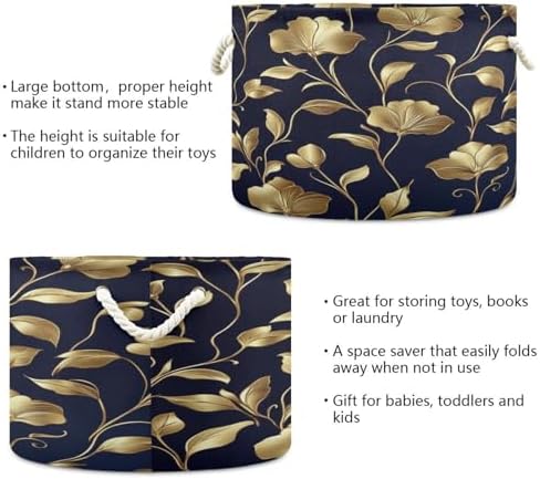 Kigai Gold Flower Cotton Rope Basket Large Storage Bin